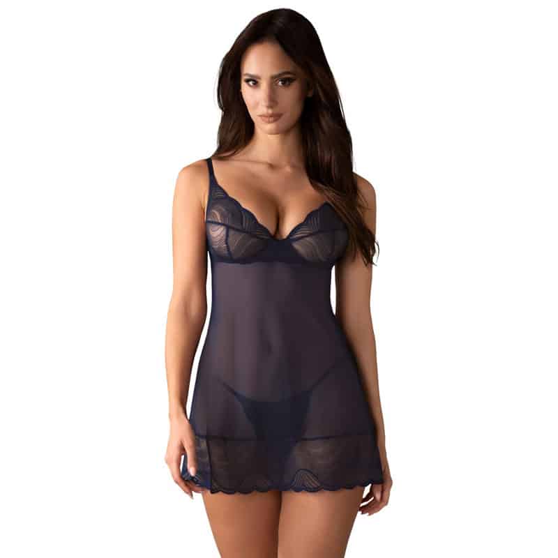 Obsessive Nightly Blue Chemise Sæt - Xs/s
