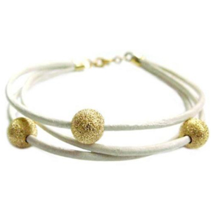 Læderarmbånd med Stardust Kugler - Håndlavet Elegance