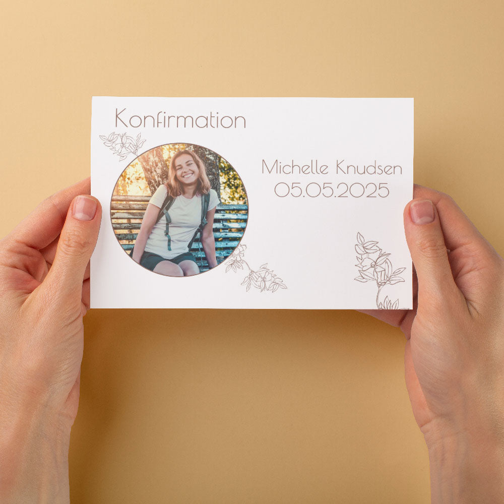 Indbydelser til Konfirmation - Design 6 med Konvolutter