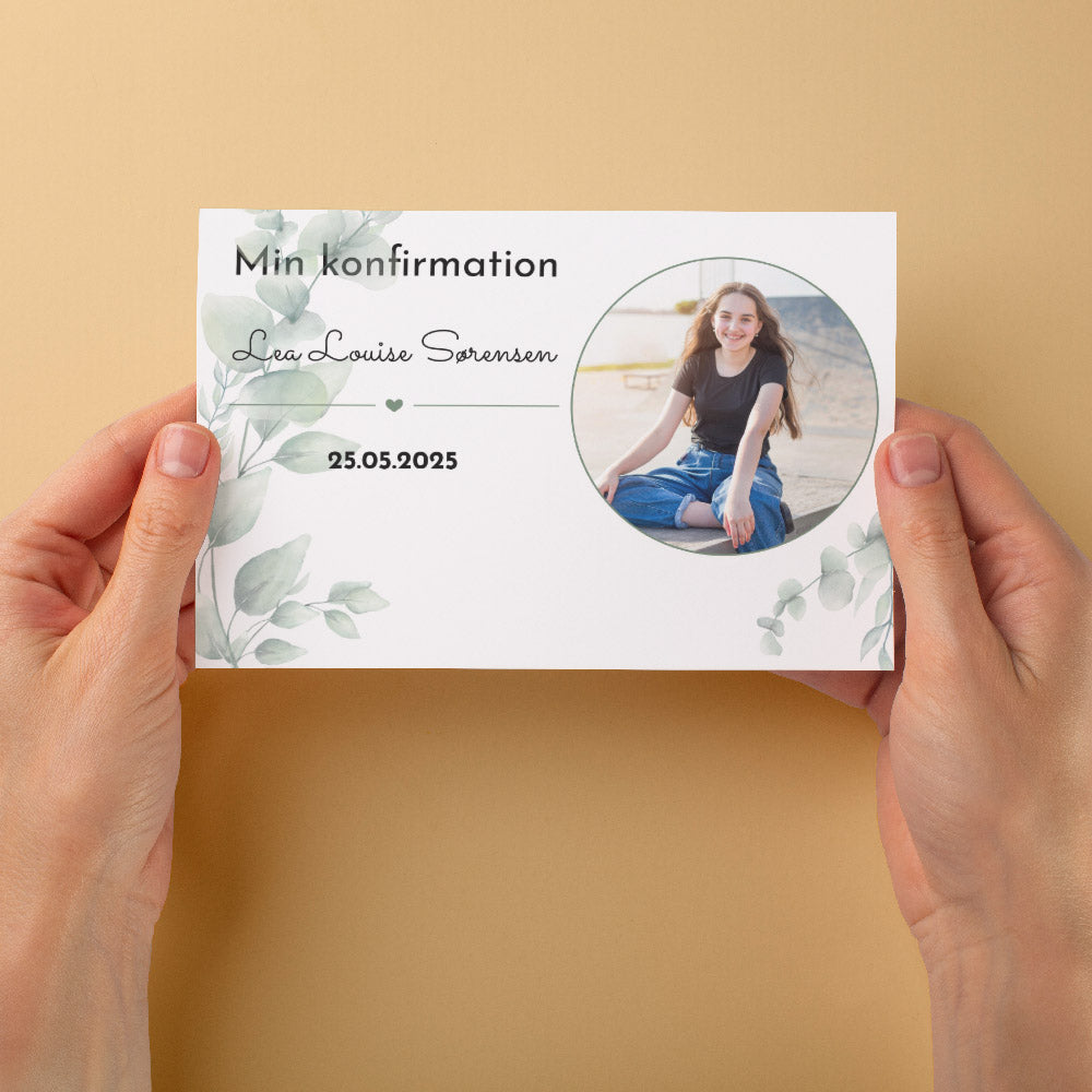 Indbydelse til Konfirmation - Design 2 med konvolutter