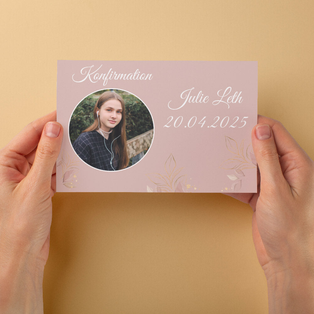 Indbydelse til Konfirmation - Design 3 med Konvolutter