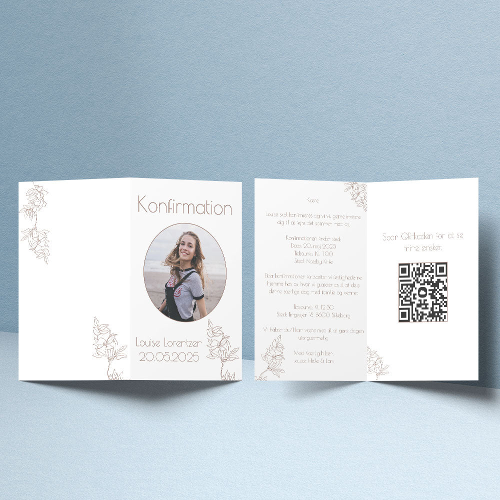 Indbydelser til Konfirmation - Design 6 med Konvolutter