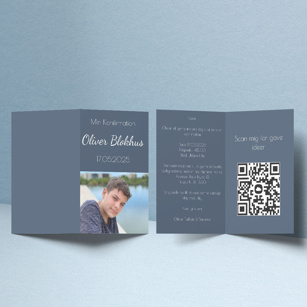 Indbydelser til Konfirmation - Design 1 med Konvolutter
