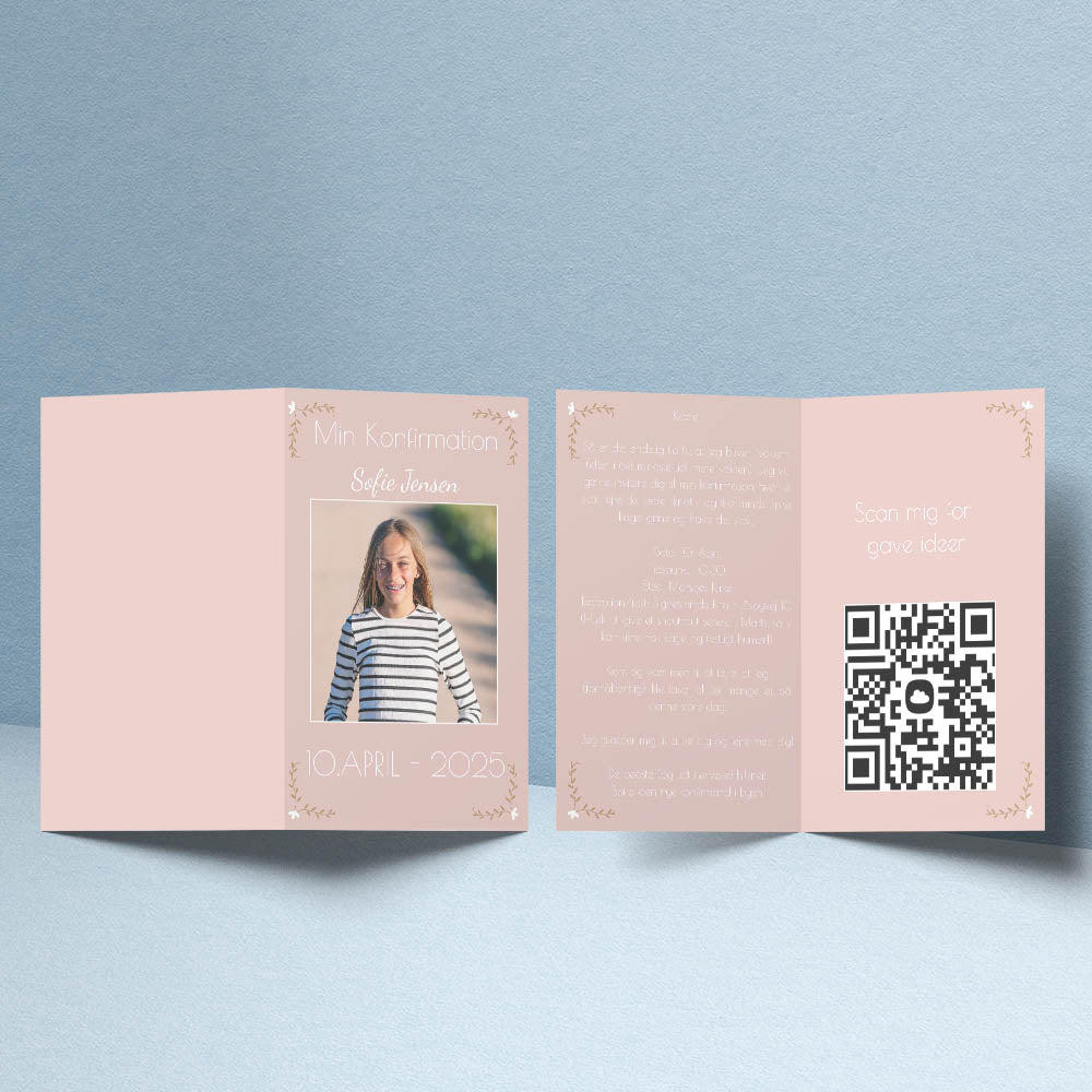 Indbydelser til Konfirmation - Design 8 med Konvolutter
