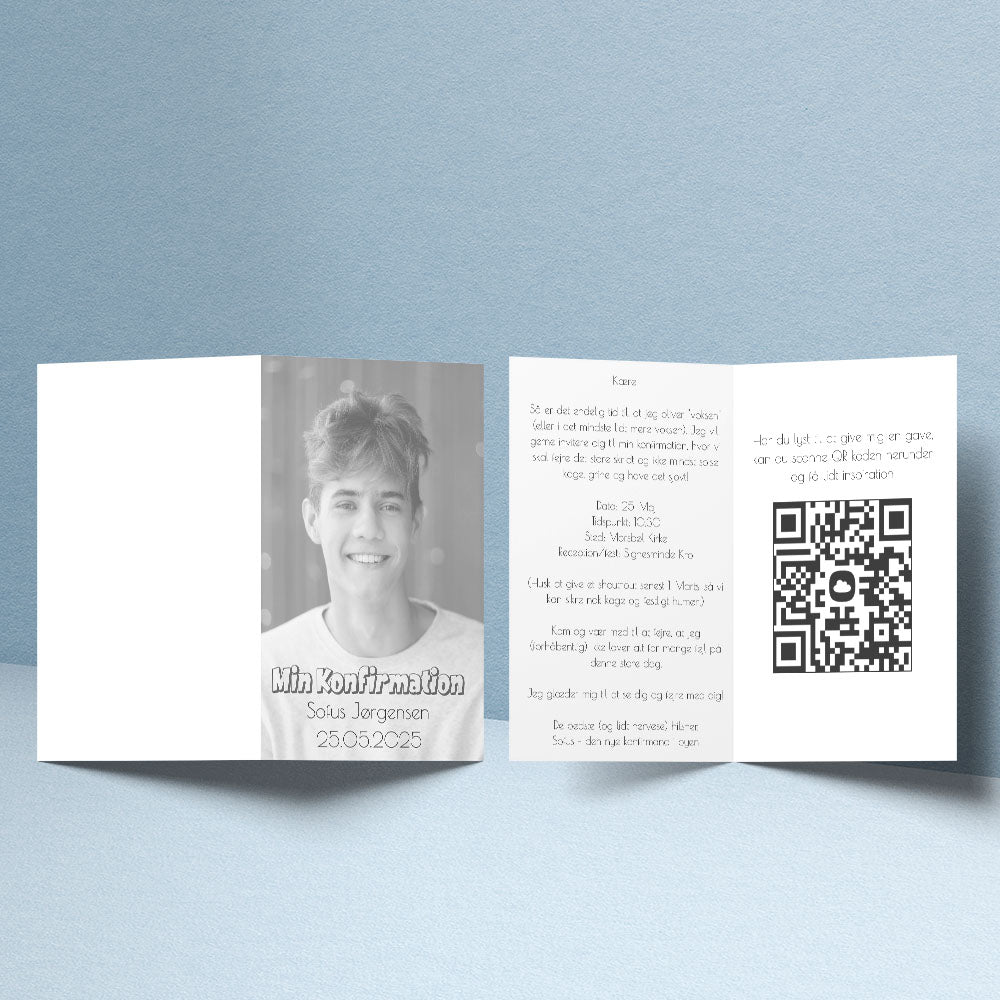 Indbydelser til Konfirmation - Design 5 med Konvolutter