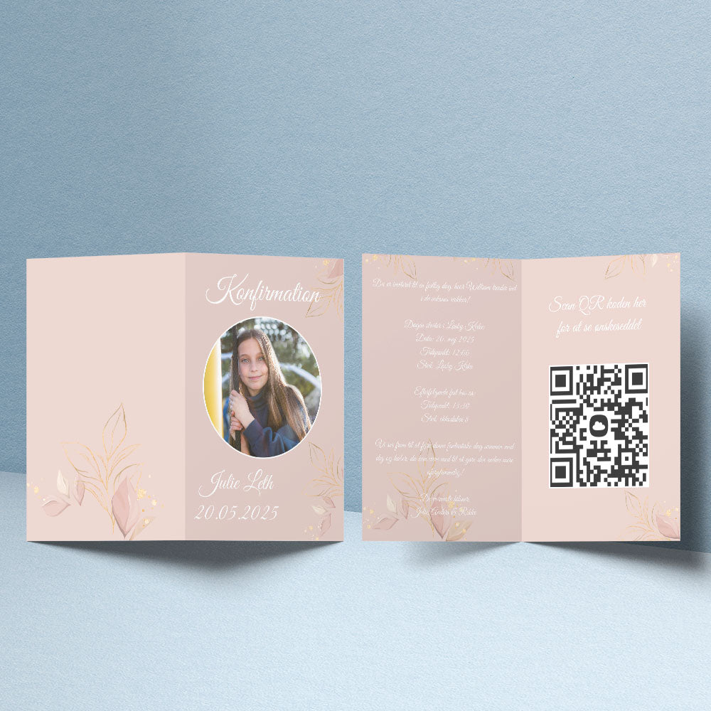 Indbydelser til Konfirmation - Design 3 med Konvolutter