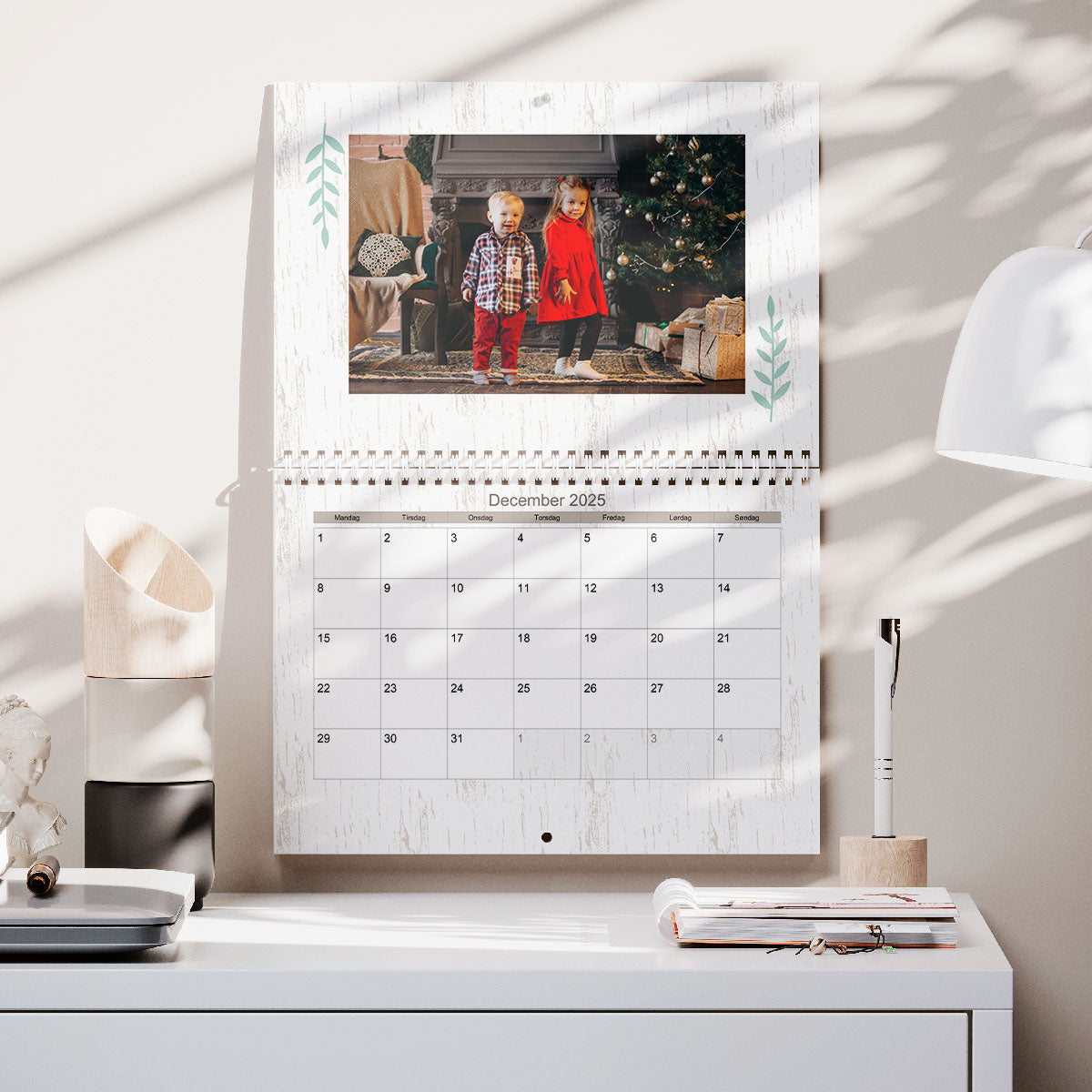 Rustik Dobbeltsidet Kalender - Perfekt til Personlige Mærkedage