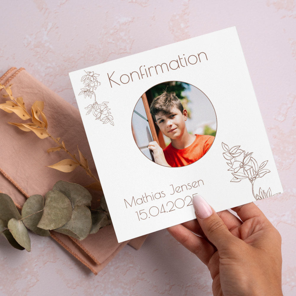 Indbydelse til Konfirmation - Design 6 med Konvolutter
