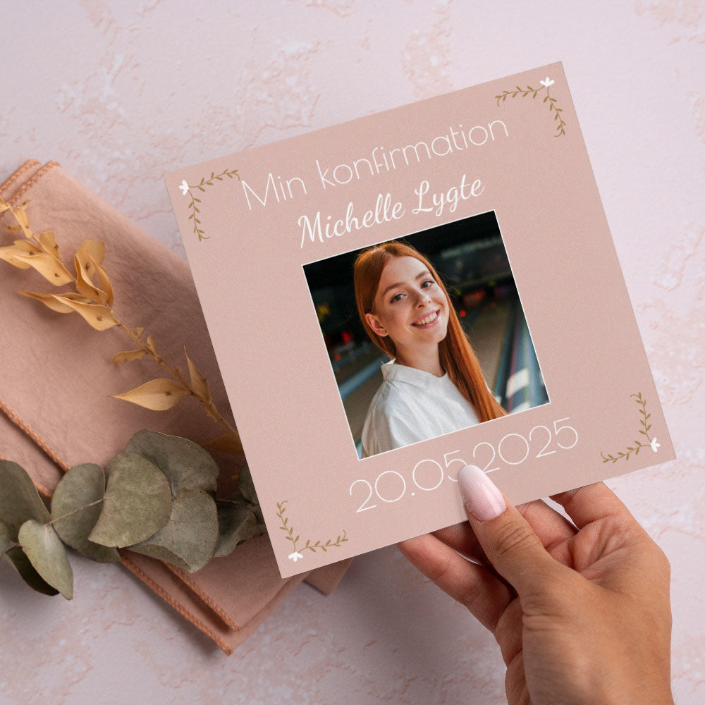 Indbydelser til Konfirmation - Design 8 med Konvolutter