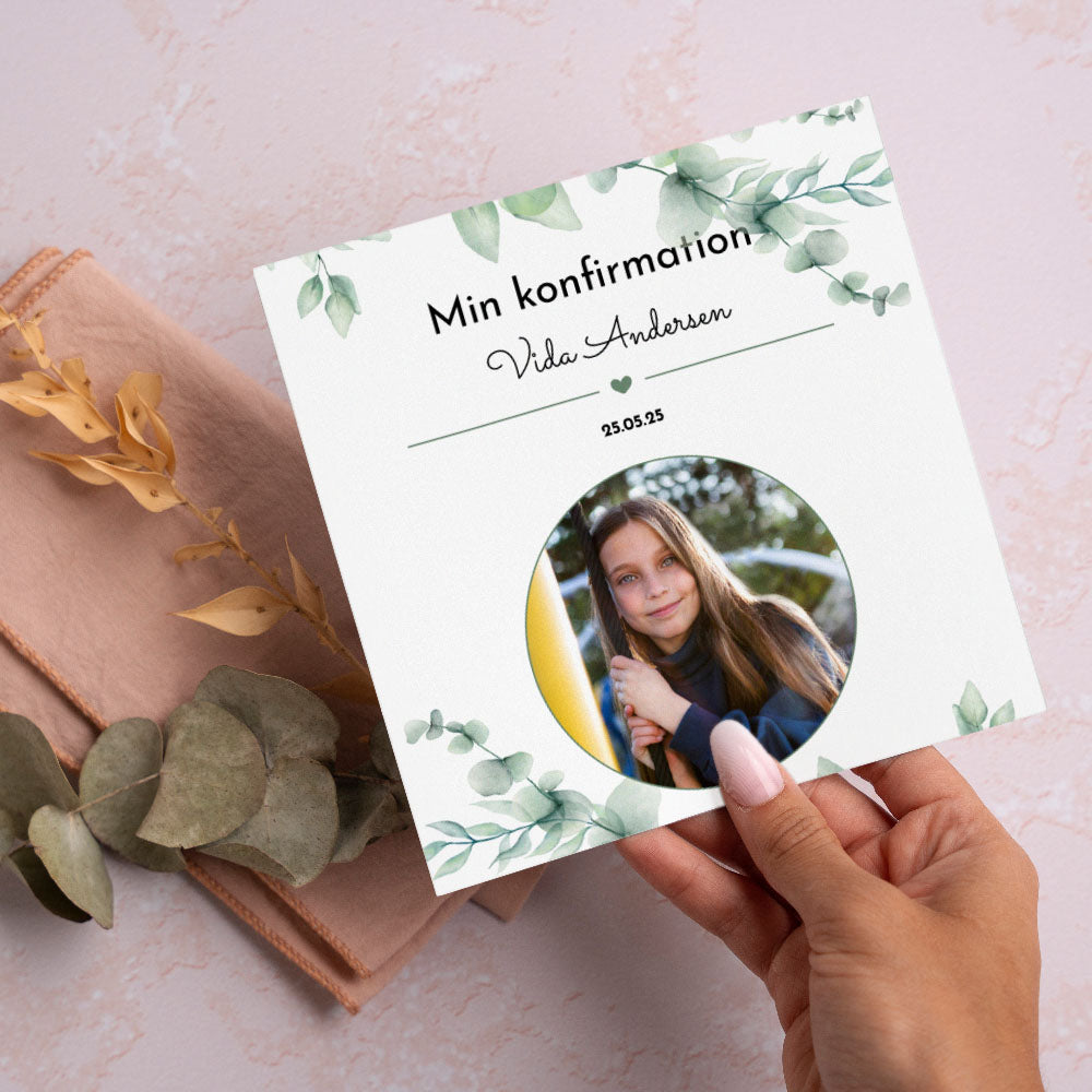 Indbydelse til Konfirmation - Design 2 med konvolutter