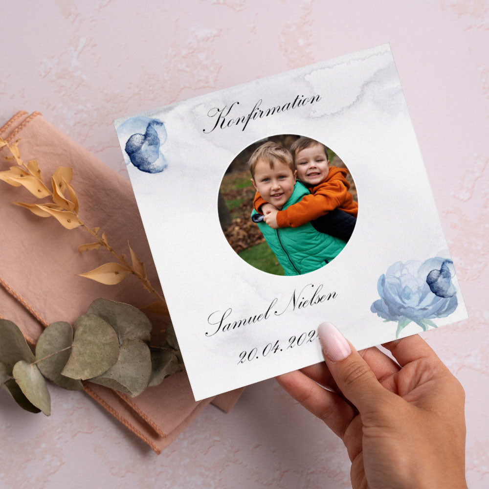 Indbydelse til Konfirmation - Design 7 med Konvolutter