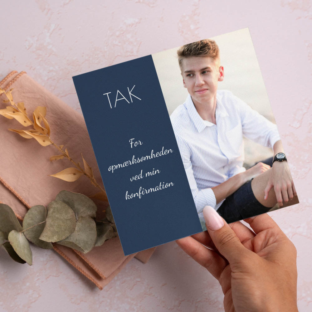 Takkekort til Konfirmation - Design 3 med Konvolutter