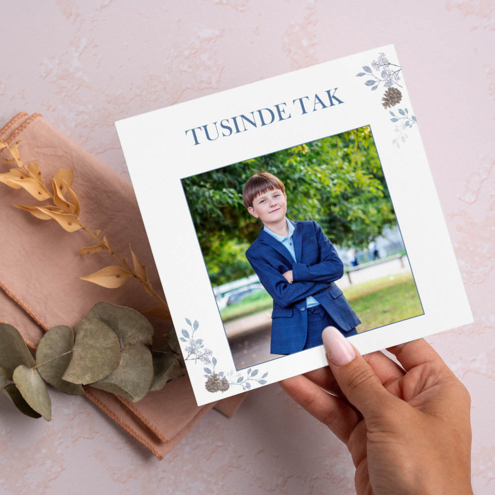 Takkekort til Konfirmation - Design 6 med Konvolutter