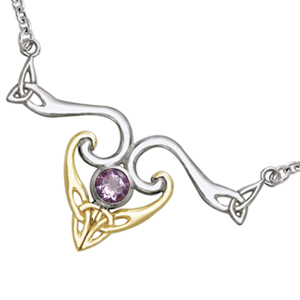 Keltisk Halskæde med Triquetra og Ametyst - Udsalg!