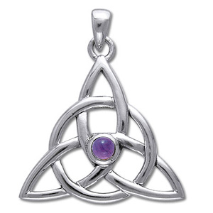 Vedhæng med Triquetra og Ametyst - 35mm U/kæde