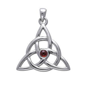 Vedhæng med Triquetra og Rød Granat - Spirituelt Smykke