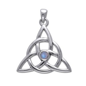 Vedhæng med Triquetra og Månesten - 35mm U/kæde