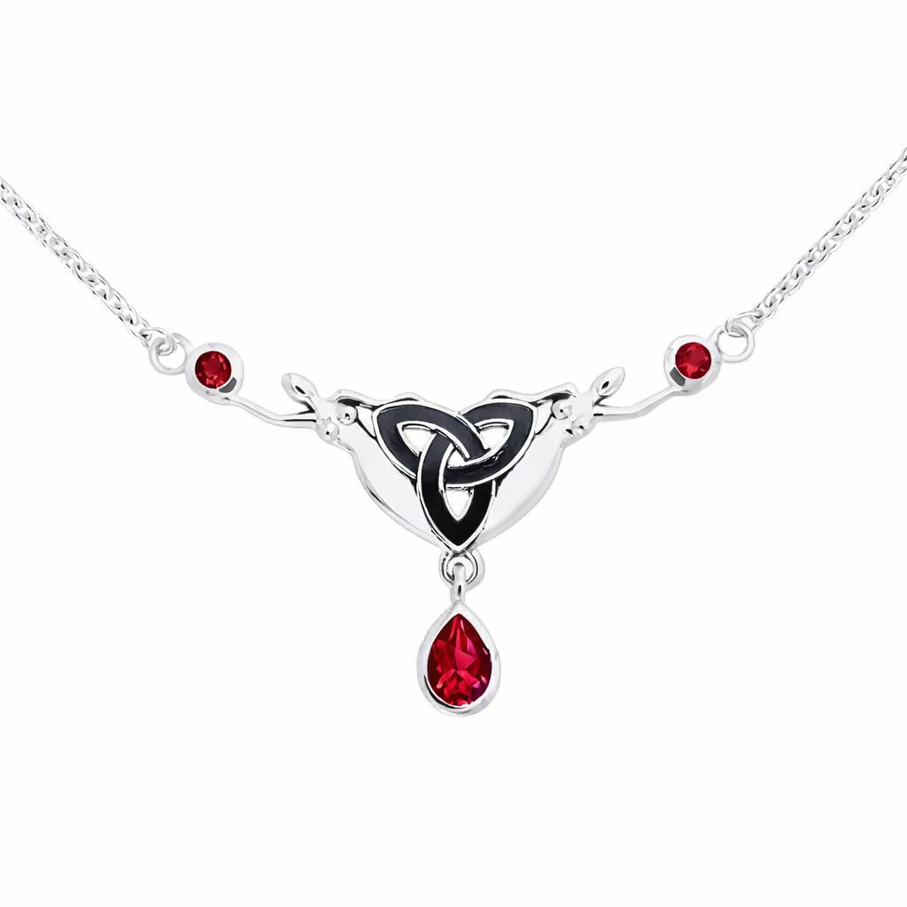 Keltisk Halskæde med Triquetra og Rubin - Udsalg!