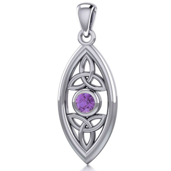 Triquetra Vedhæng med Ametyst - Keltisk Design 32mm