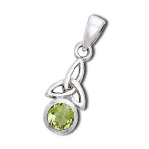 Vedhæng med Triquetra og Peridot - Keltisk Design 24mm