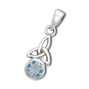 Triquetra Vedhæng med Aquamarin - Keltisk Design 24mm