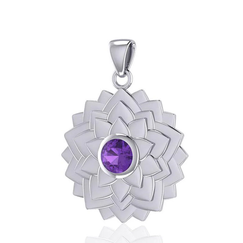 Chakra Vedhæng - Sahasrara Kronechakra i Sølv 34mm
