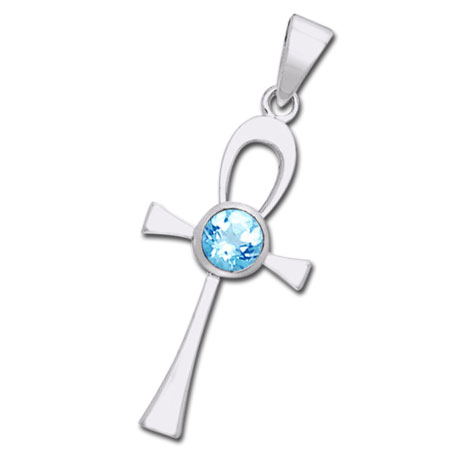 Ankh Kors med Blå Topas - Spirituelt Smykke på Tilbud