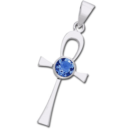 Ankh Kors med Safir - Spirituelt Smykke uden Kæde