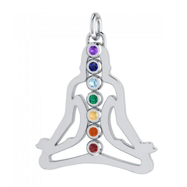 Chakra Vedhæng i Sølv – Buddha i Lotusstilling 35mm