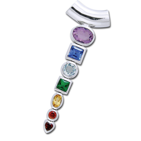 Chakra Vedhæng i Sølv med Zirkonia - 51mm U/kæde
