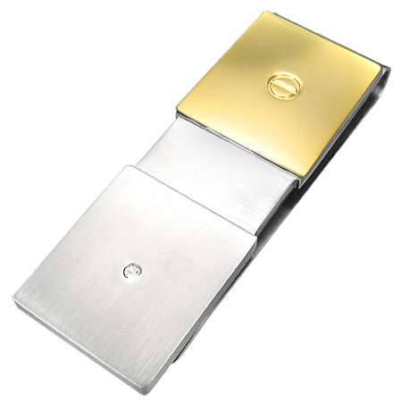 Elegant pengeclips i rustfrit stål med zirkonia