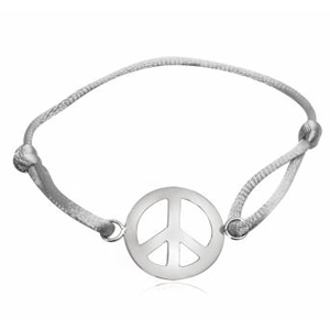 Justerbart Armbånd med Peacetegn i Sølv - Tilbud!