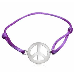 Justerbart Armbånd med Peacetegn i Sølv - Tilbud!