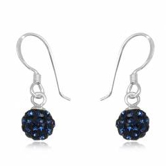 Sølv øreringe med blå Swarovski krystaller - Pr. par