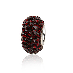 Charm Led i 925 Sterling Sølv med Røde Swarovski Krystaller