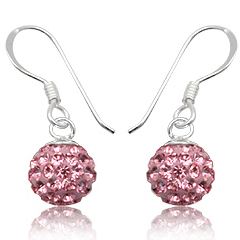 Sølv øreringe med pink Swarovski krystaller - Pr. par