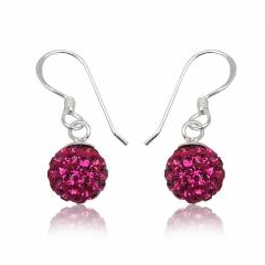 Øreringe med Fuchsia Swarovski Krystaller - Pr. Par