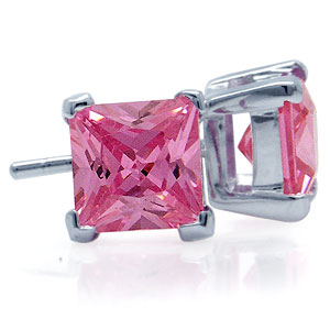 Ørestikker med Pink Zirkonia - 8mm - Pr. Par