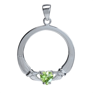 Claddagh Vedhæng i Sølv med Peridot - Unik Kærlighedssymbol