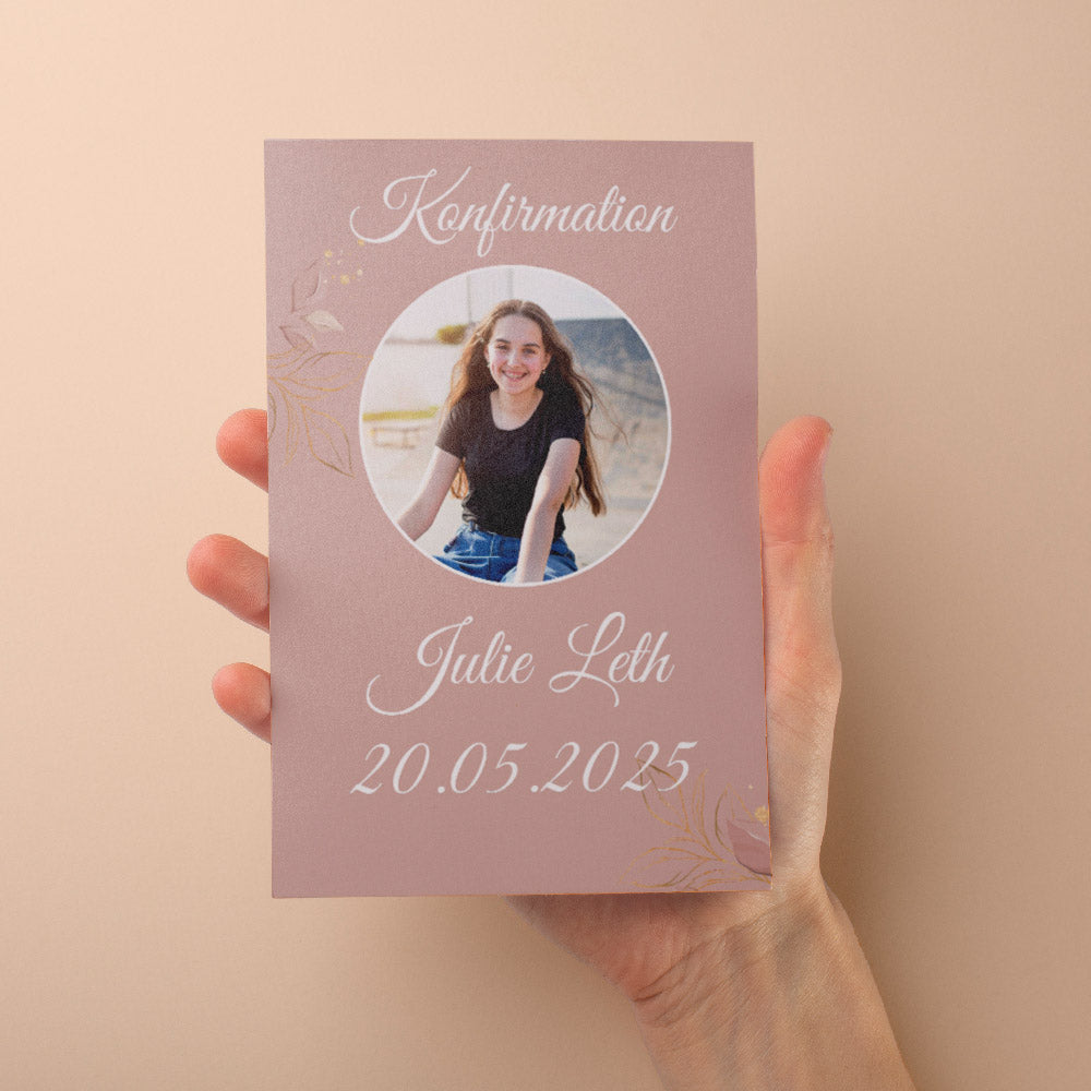 Indbydelse til Konfirmation - Design 3 med konvolutter