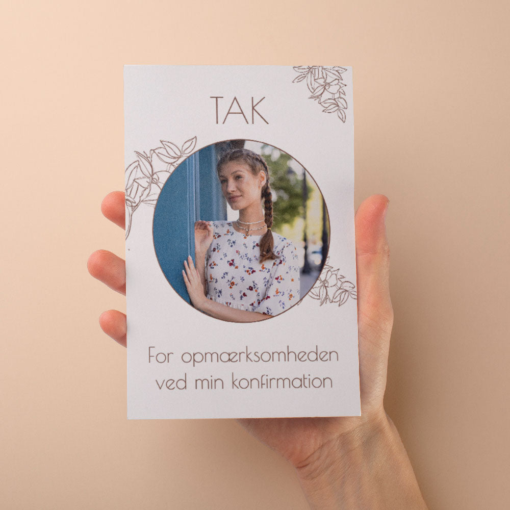 Takkekort til Konfirmation - Design 5 med Konvolutter
