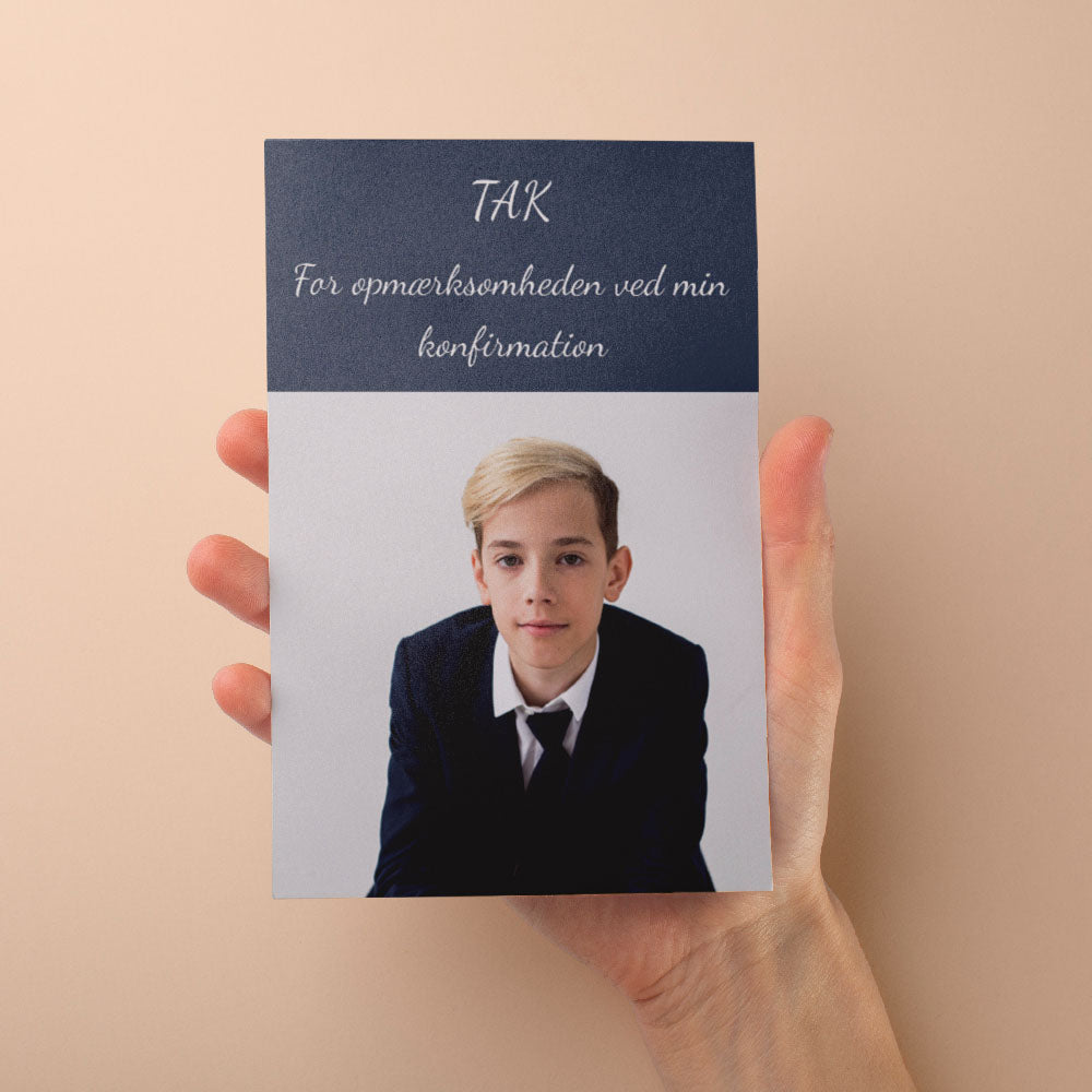 Takkekort til Konfirmation - Design 3 med Konvolutter
