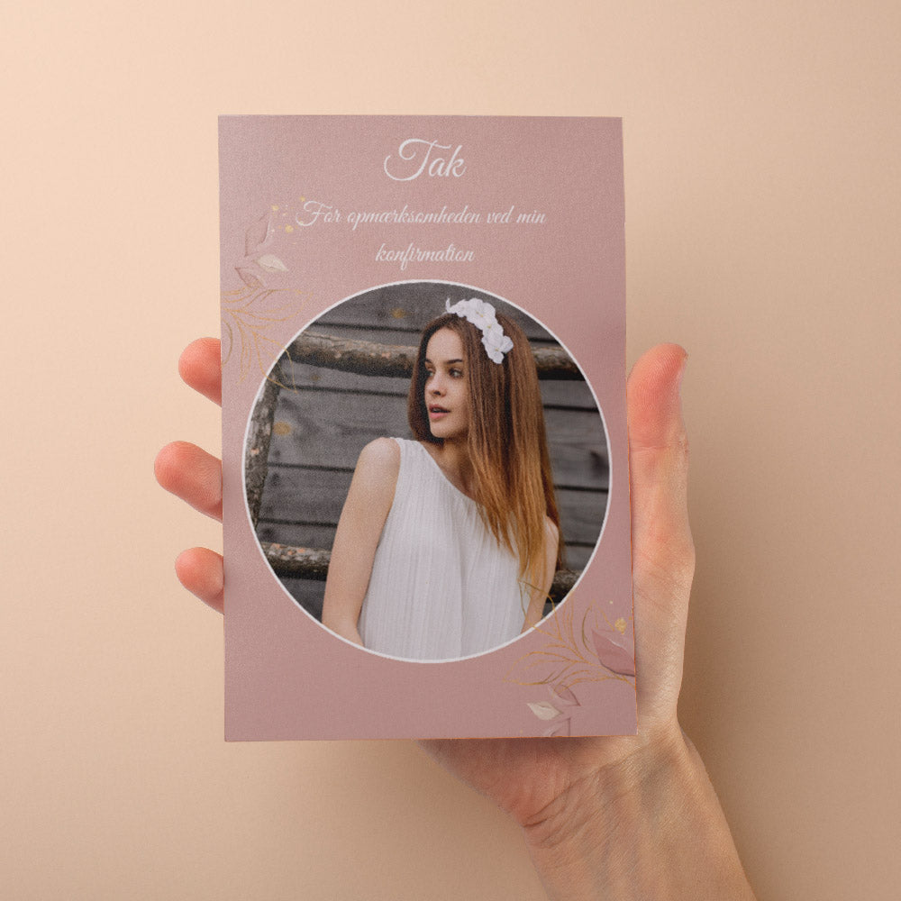 Takkekort til Konfirmation - Design 4 med Konvolutter
