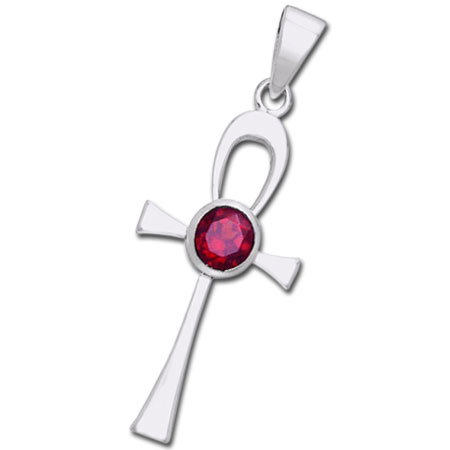 Ankh Kors Med Rubin - U/kæde
