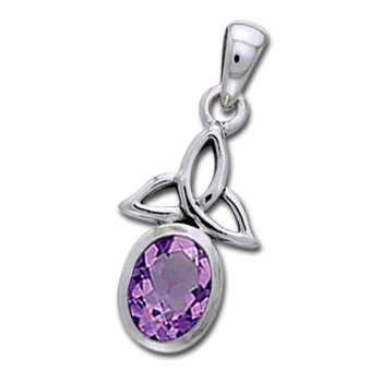 Vedhæng Med Triquetra - Treenighedssymbolet Og Lilla Ametyst - 24mm - U/kæde