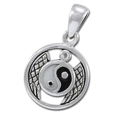Yin Yang Vedhæng Med Bjergkrystal - U/kæde