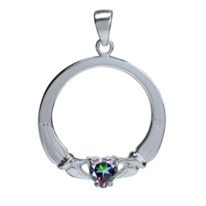 Claddagh Vedhæng Med Mystik Topas - 30mm - U/kæde