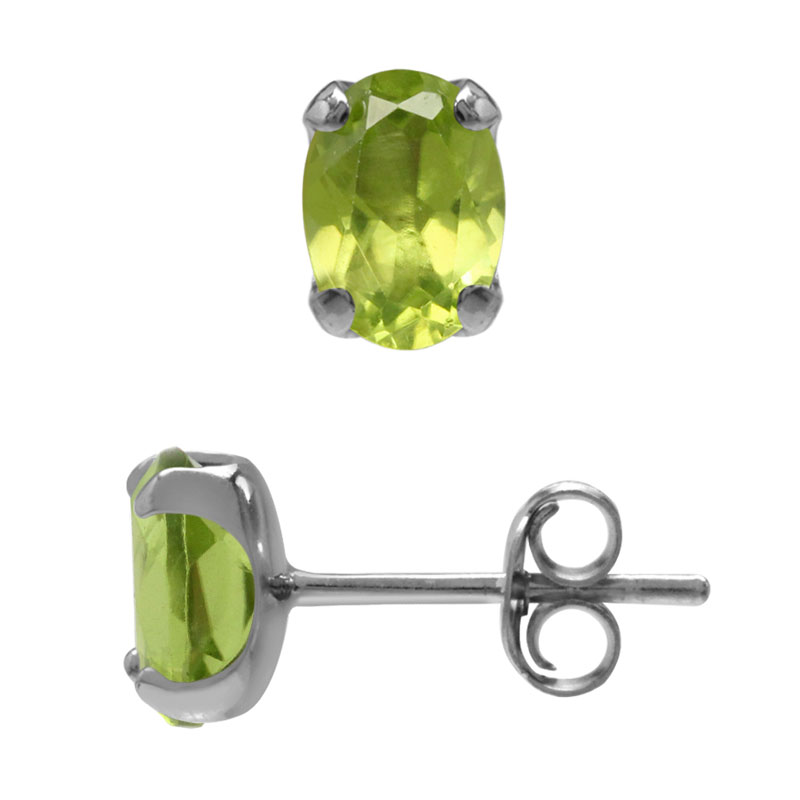 ørestikker Med Peridot - 7x5mm - Pr Sæt