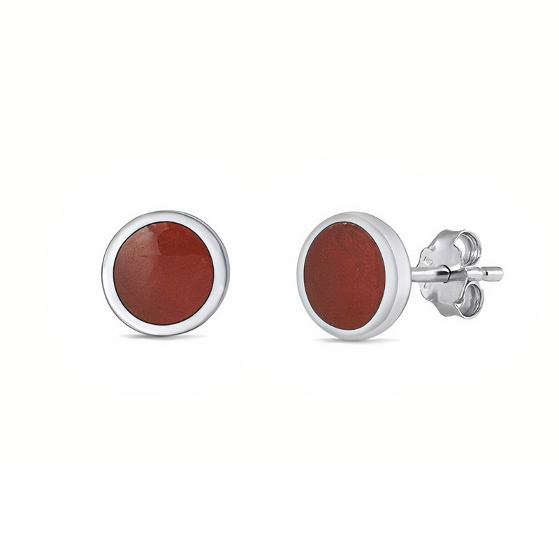 ørestikker Med Rød Agat - 4mm - Pr Par