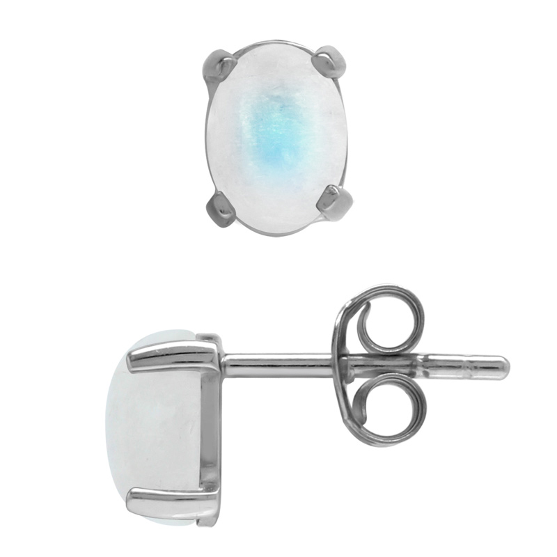 ørestikker Med Månesten - 7x5mm - Pr Sæt